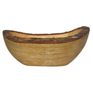 Mango Wood raw edge oval shaped wooden bowl